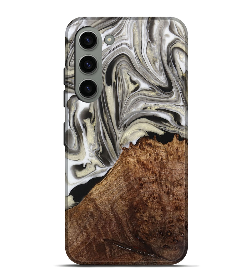 Galaxy S23 Plus Wood Live Edge Phone Case - Jadon (Black & White, 731785)