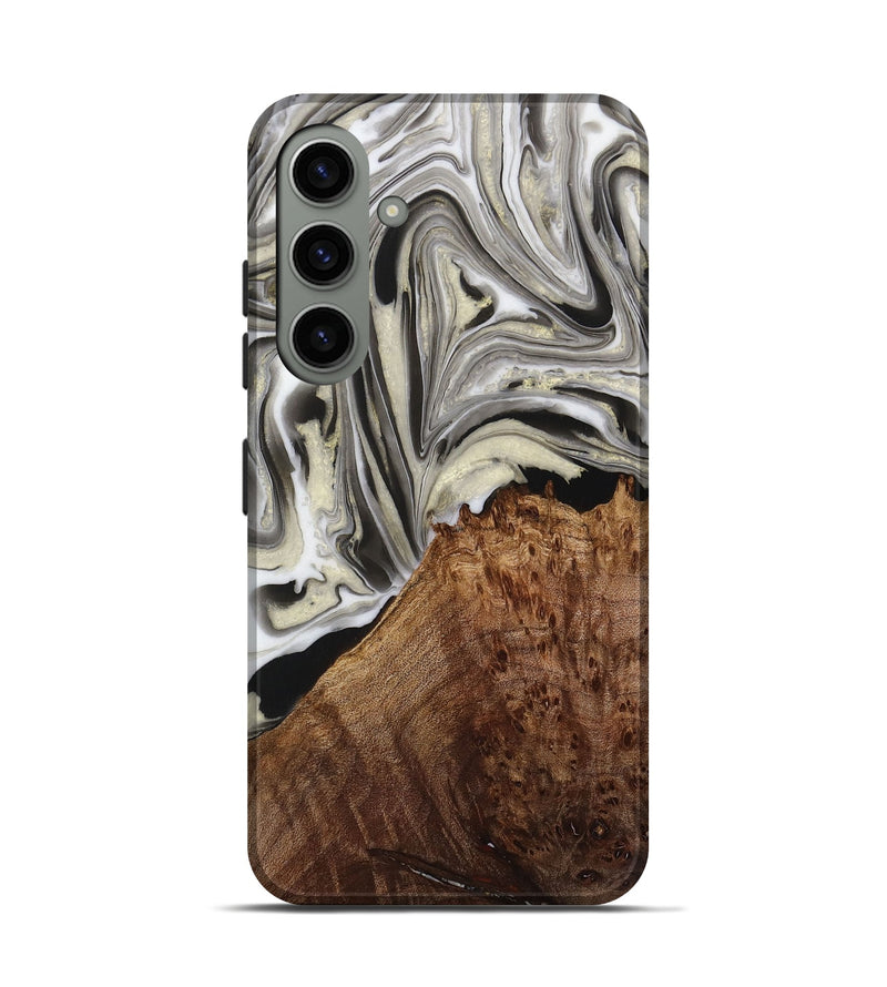 Galaxy S24 Wood Live Edge Phone Case - Jadon (Black & White, 731785)