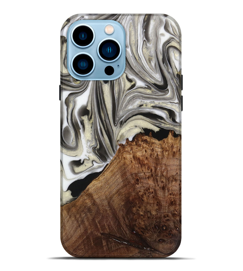 iPhone 14 Pro Max Wood Live Edge Phone Case - Jadon (Black & White, 731785)