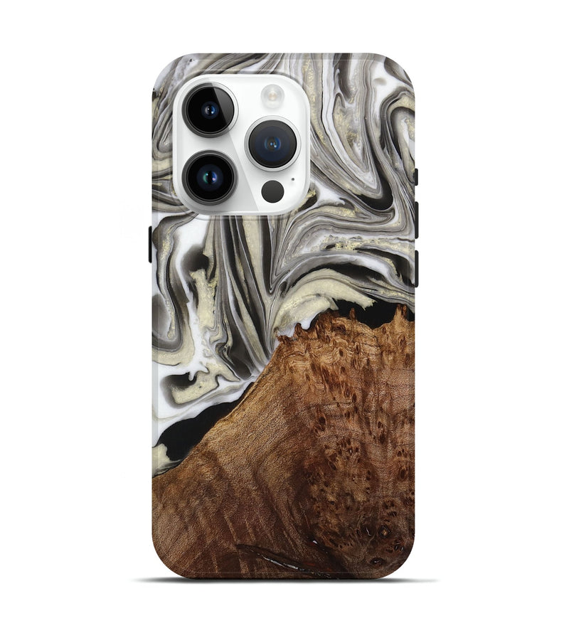 iPhone 15 Pro Wood Live Edge Phone Case - Jadon (Black & White, 731785)