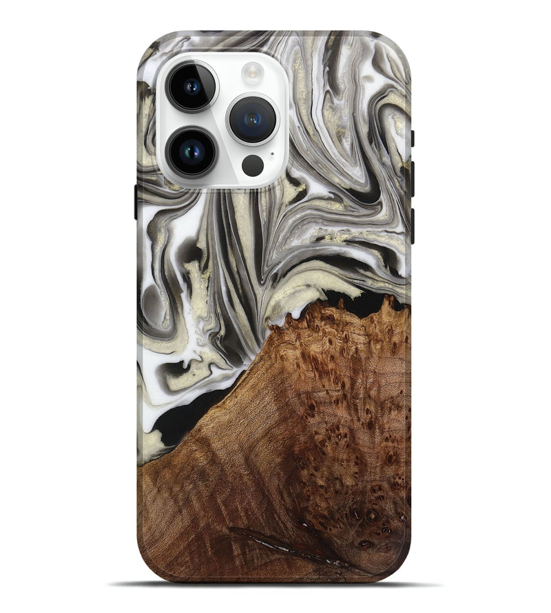 iPhone 15 Pro Max Wood Live Edge Phone Case - Jadon (Black & White, 731785)