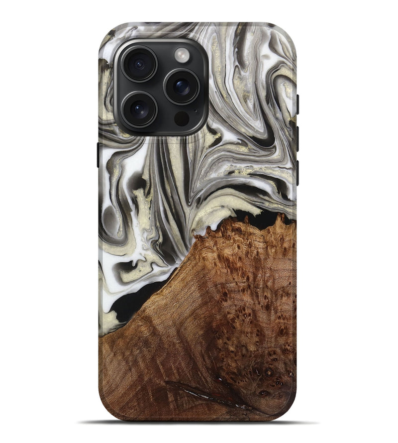 iPhone 16 Pro Max Wood Live Edge Phone Case - Jadon (Black & White, 731785)