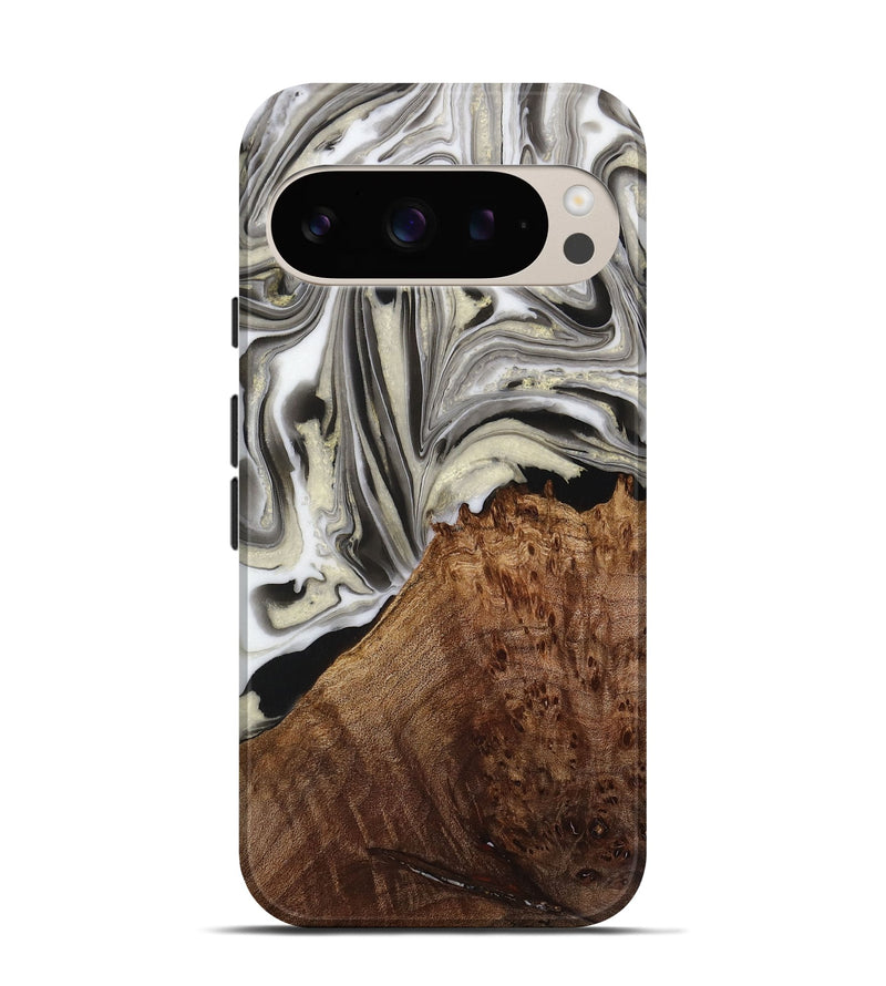 Pixel 9 Wood Live Edge Phone Case - Jadon (Black & White, 731785)