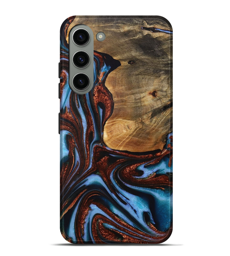 Galaxy S23 Plus Wood Live Edge Phone Case - Gilford (Teal & Gold, 731786)