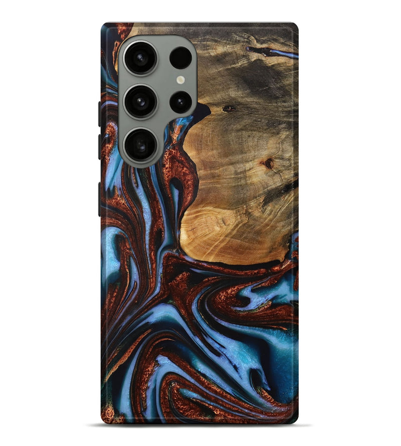 Galaxy S23 Ultra Wood Live Edge Phone Case - Gilford (Teal & Gold, 731786)