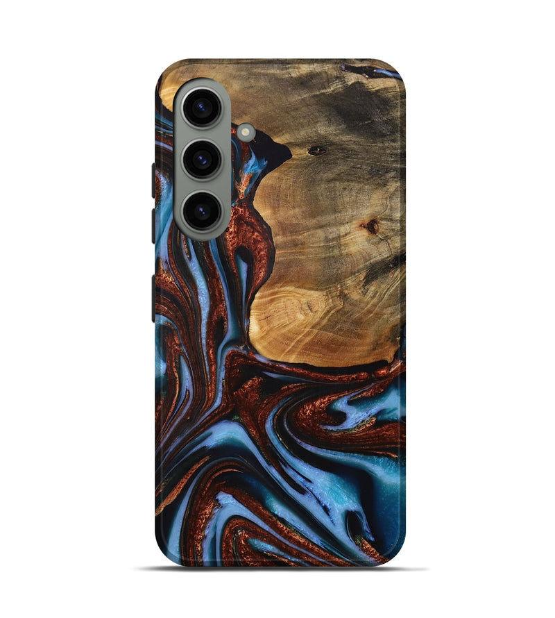 Galaxy S24 Wood Live Edge Phone Case - Gilford (Teal & Gold, 731786)