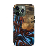 iPhone 13 Pro Wood Live Edge Phone Case - Gilford (Teal & Gold, 731786)