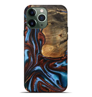 iPhone 13 Pro Max Wood Live Edge Phone Case - Gilford (Teal & Gold, 731786)