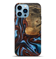 iPhone 14 Pro Max Wood Live Edge Phone Case - Gilford (Teal & Gold, 731786)