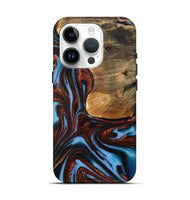 iPhone 15 Pro Wood Live Edge Phone Case - Gilford (Teal & Gold, 731786)