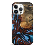 iPhone 15 Pro Max Wood Live Edge Phone Case - Gilford (Teal & Gold, 731786)