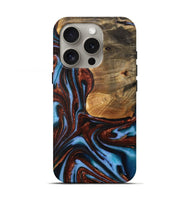 iPhone 16 Pro Wood Live Edge Phone Case - Gilford (Teal & Gold, 731786)