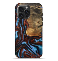 iPhone 16 Pro Max Wood Live Edge Phone Case - Gilford (Teal & Gold, 731786)