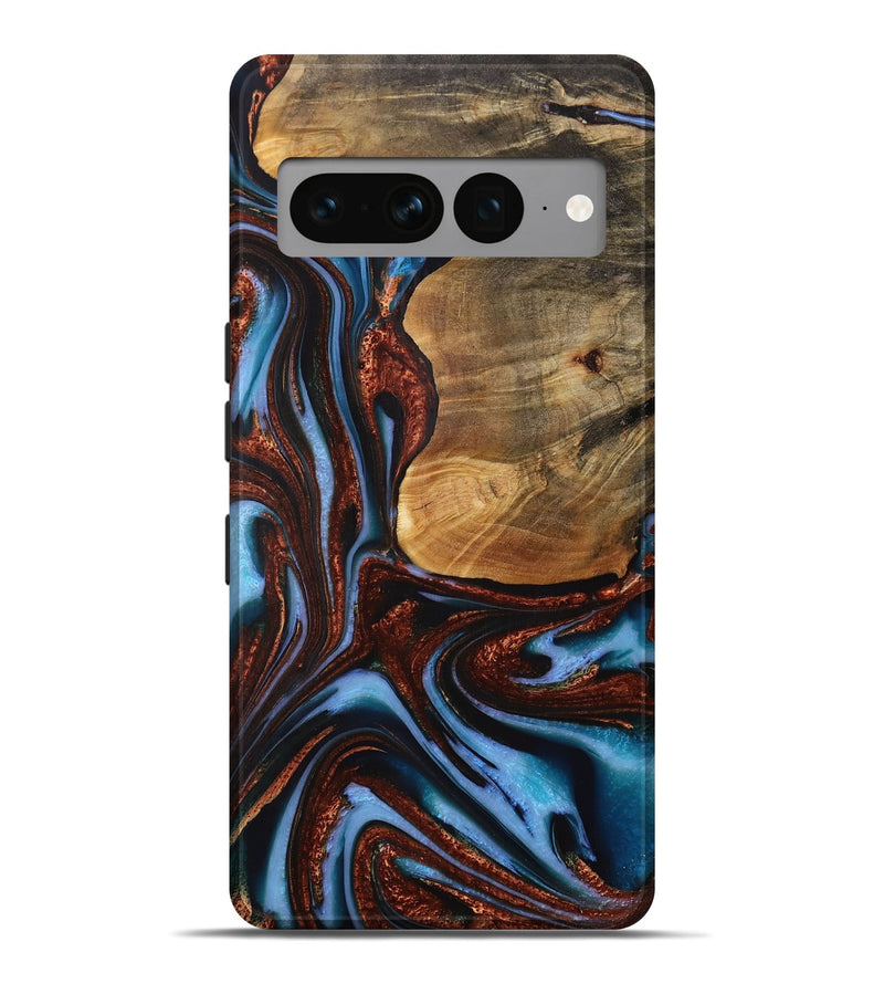 Pixel 7 Pro Wood Live Edge Phone Case - Gilford (Teal & Gold, 731786)