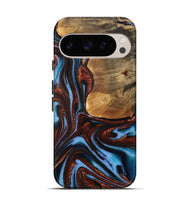 Pixel 9 Pro Wood Live Edge Phone Case - Gilford (Teal & Gold, 731786)