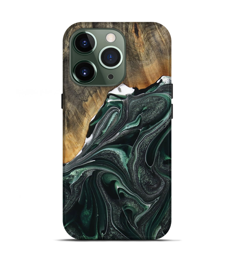 iPhone 13 Pro Wood Live Edge Phone Case - Ellissa (Green, 731787)