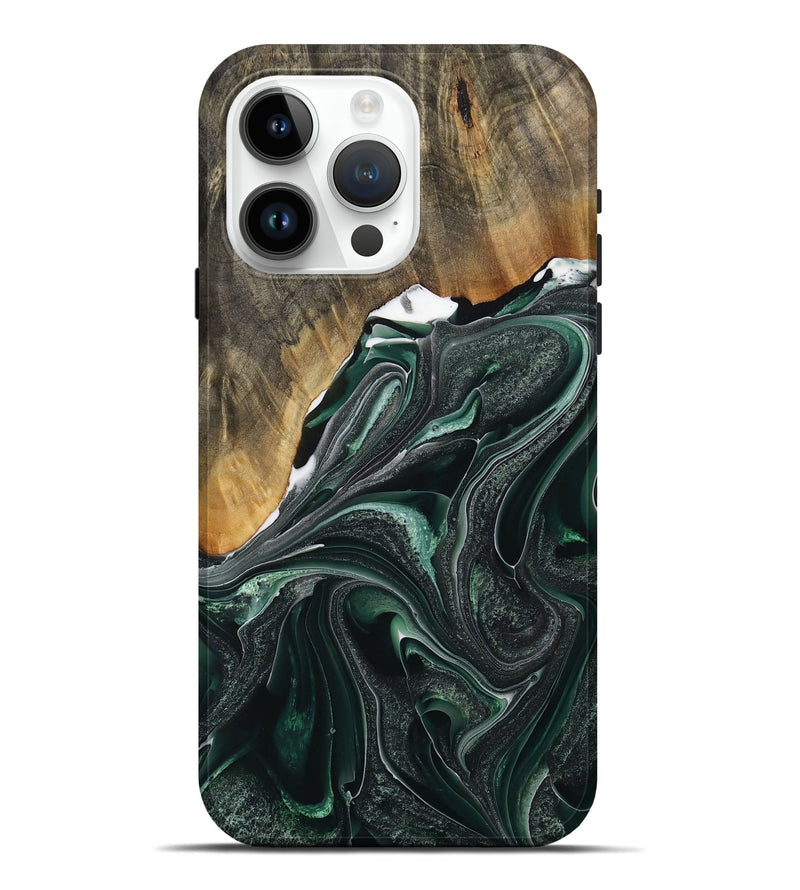 iPhone 15 Pro Max Wood Live Edge Phone Case - Ellissa (Green, 731787)