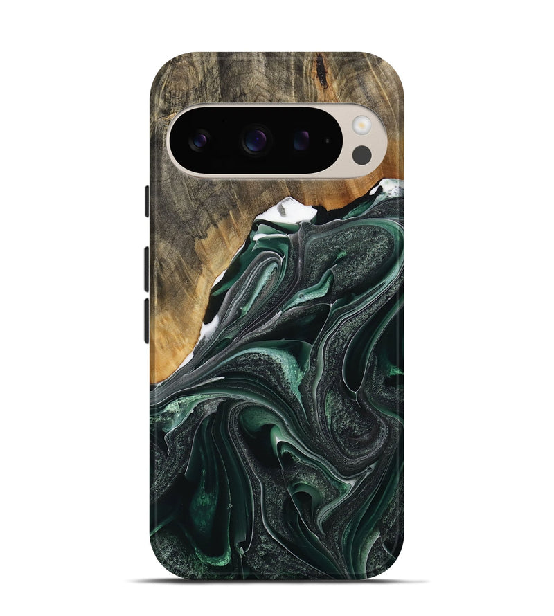 Pixel 9 Wood Live Edge Phone Case - Ellissa (Green, 731787)