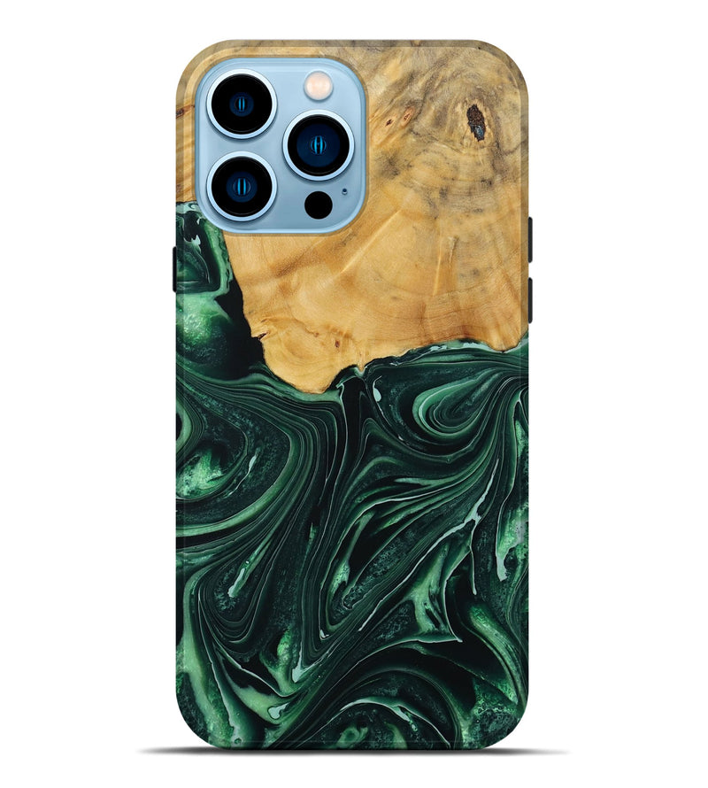 iPhone 14 Pro Max Wood Live Edge Phone Case - Padriac (Green, 731789)