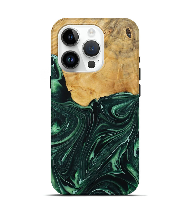 iPhone 15 Pro Wood Live Edge Phone Case - Padriac (Green, 731789)