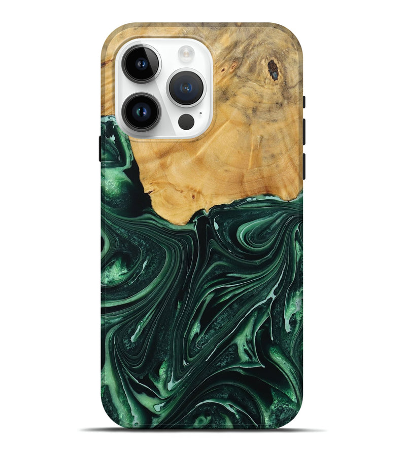 iPhone 15 Pro Max Wood Live Edge Phone Case - Padriac (Green, 731789)