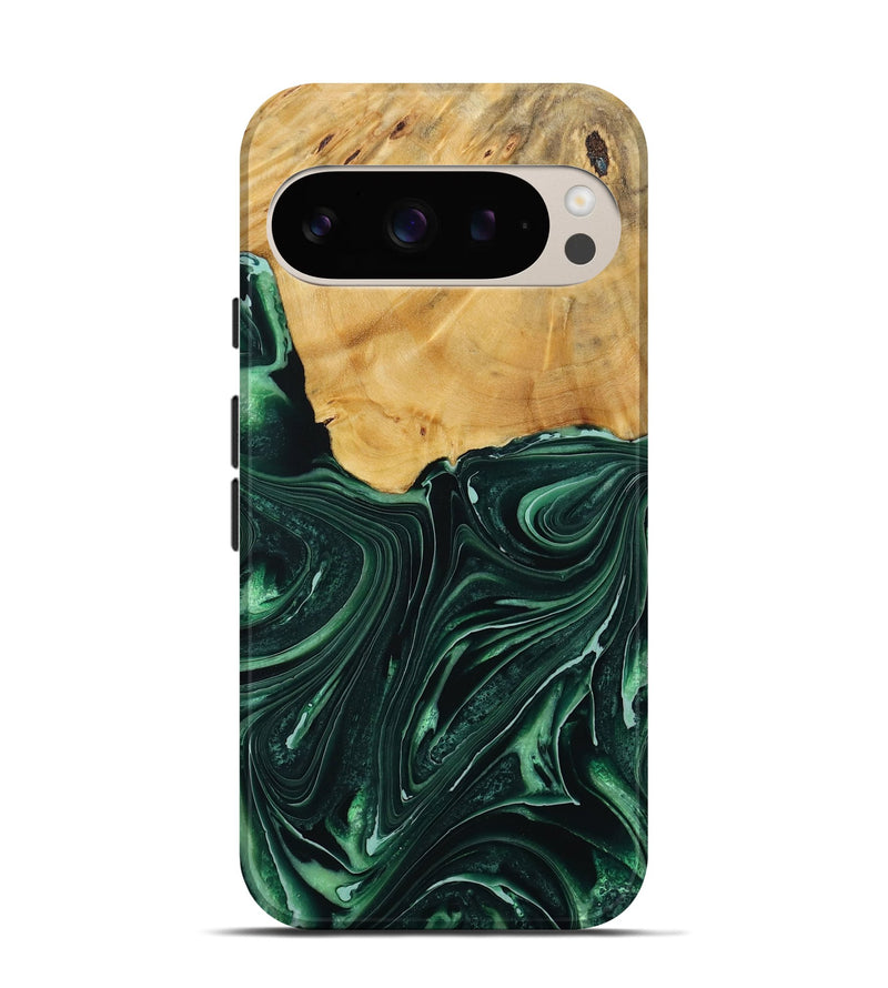 Pixel 9 Wood Live Edge Phone Case - Padriac (Green, 731789)