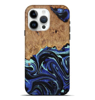 iPhone 15 Pro Max Wood Live Edge Phone Case - Ranee (Blue, 731791)