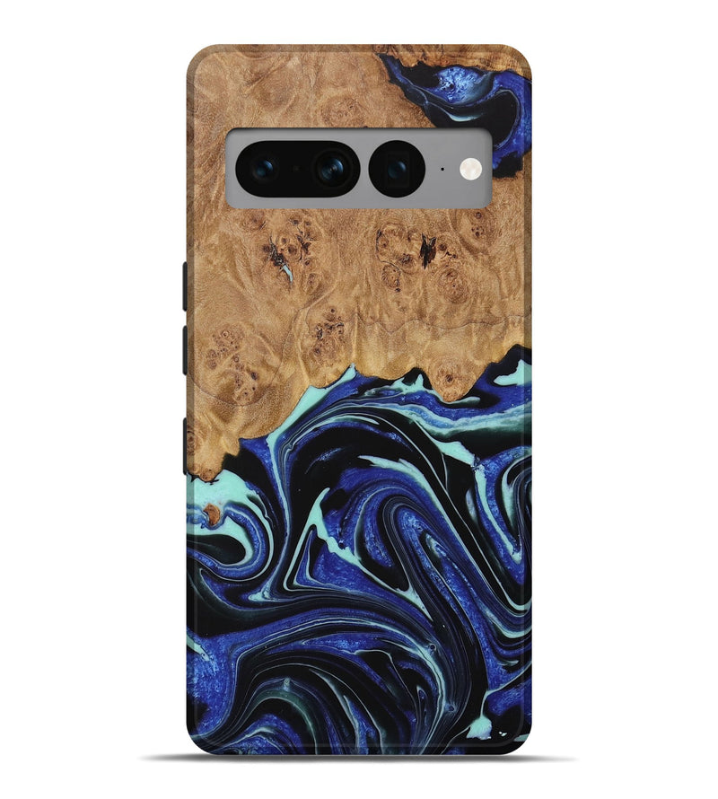 Pixel 7 Pro Wood Live Edge Phone Case - Ranee (Blue, 731791)