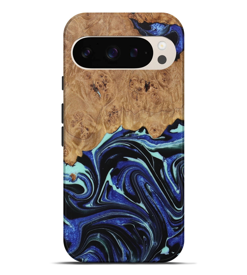 Pixel 9 Pro XL Wood Live Edge Phone Case - Ranee (Blue, 731791)