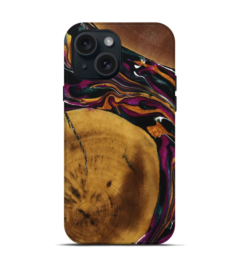 iPhone 15 Wood Live Edge Phone Case - Bria (Purple, 731792)