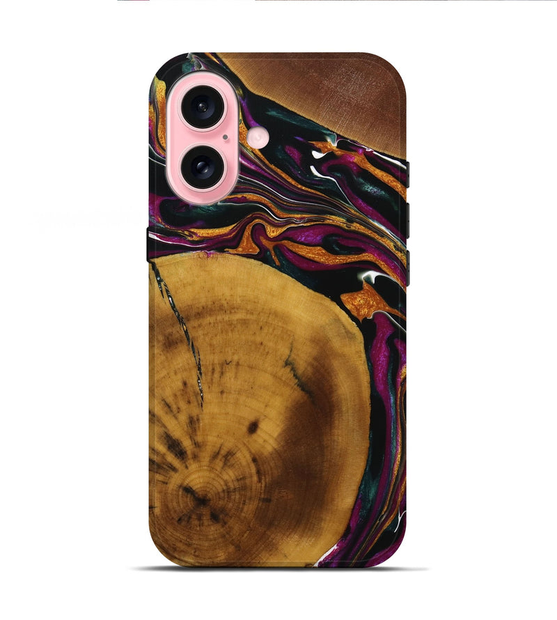 iPhone 16 Wood Live Edge Phone Case - Bria (Purple, 731792)