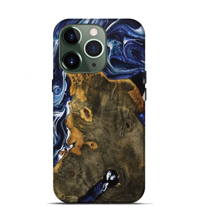 iPhone 13 Pro Wood Live Edge Phone Case - Grayce (Blue, 731794)