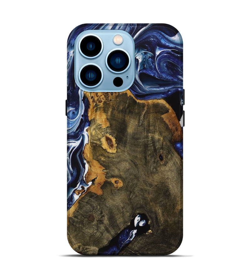 iPhone 14 Pro Wood Live Edge Phone Case - Grayce (Blue, 731794)