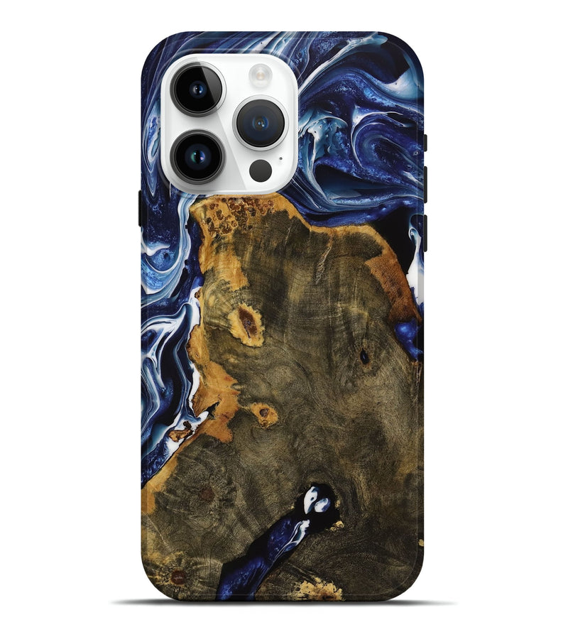 iPhone 15 Pro Max Wood Live Edge Phone Case - Grayce (Blue, 731794)