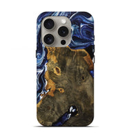 iPhone 16 Pro Wood Live Edge Phone Case - Grayce (Blue, 731794)