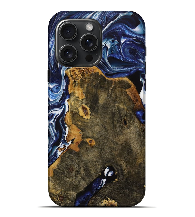 iPhone 16 Pro Max Wood Live Edge Phone Case - Grayce (Blue, 731794)