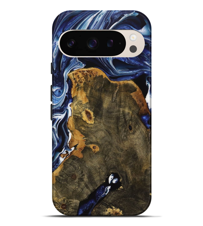 Pixel 9 Pro XL Wood Live Edge Phone Case - Grayce (Blue, 731794)