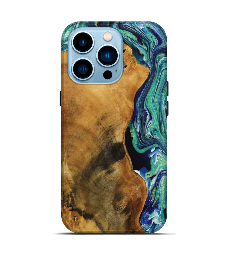 iPhone 14 Pro Wood Live Edge Phone Case - Lavonda (Green, 731795)