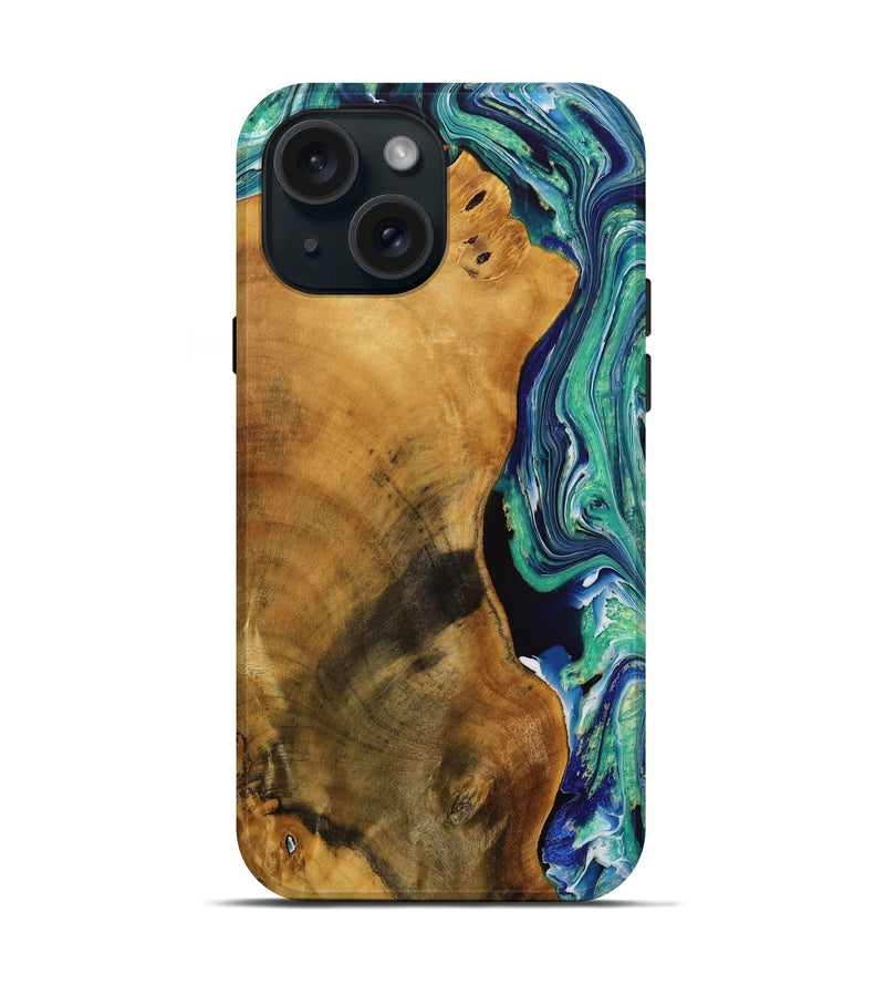 iPhone 15 Wood Live Edge Phone Case - Lavonda (Green, 731795)