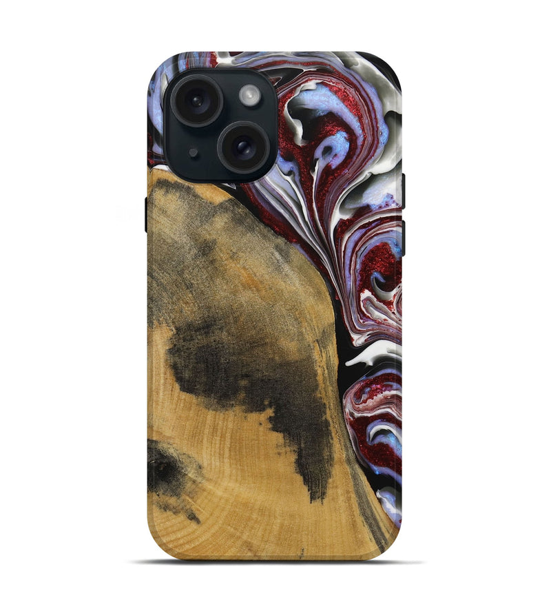 iPhone 15 Wood Live Edge Phone Case - Kessley (Red, 731796)