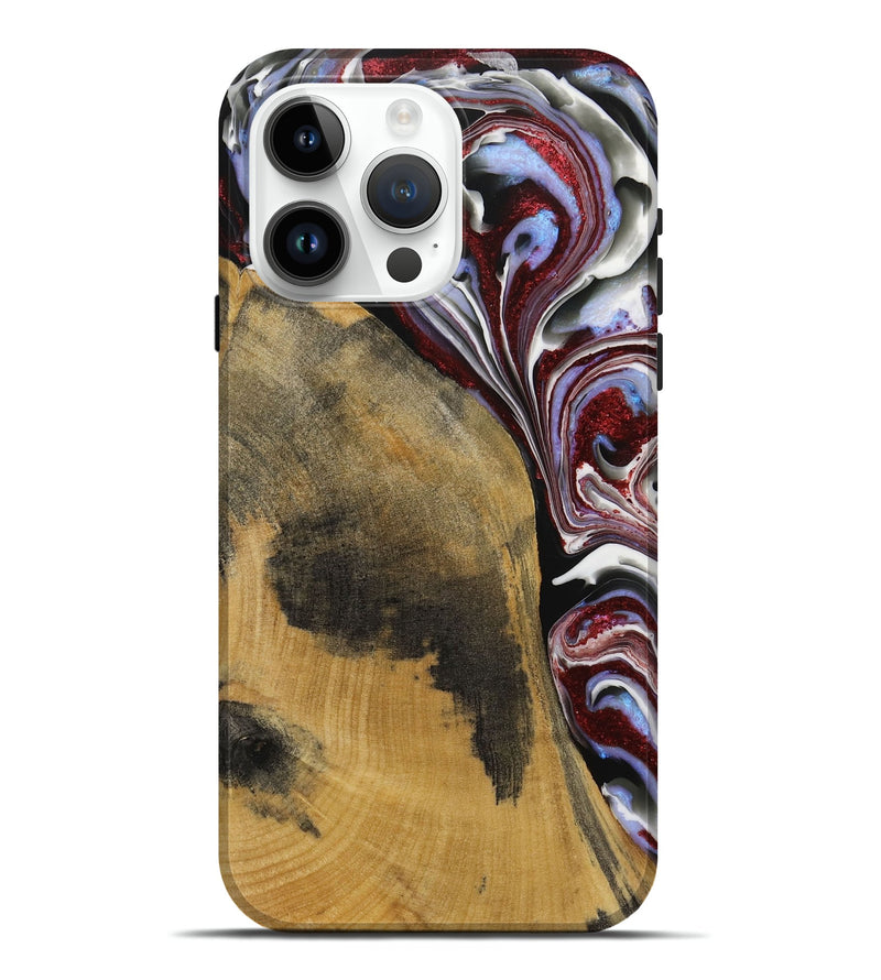 iPhone 15 Pro Max Wood Live Edge Phone Case - Kessley (Red, 731796)