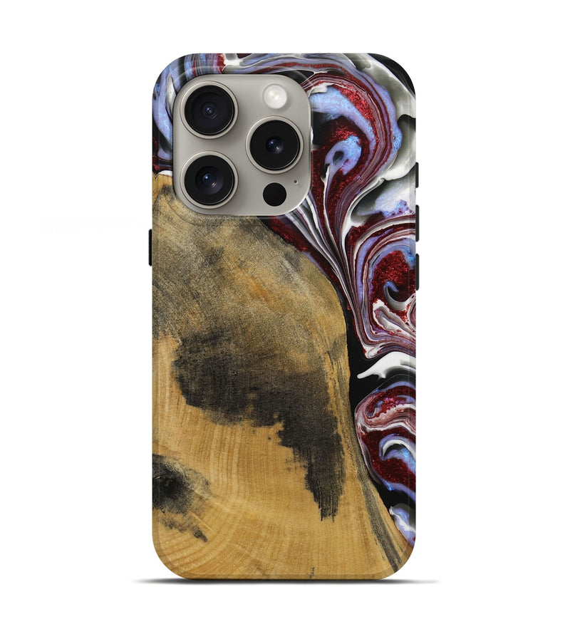 iPhone 16 Pro Wood Live Edge Phone Case - Kessley (Red, 731796)