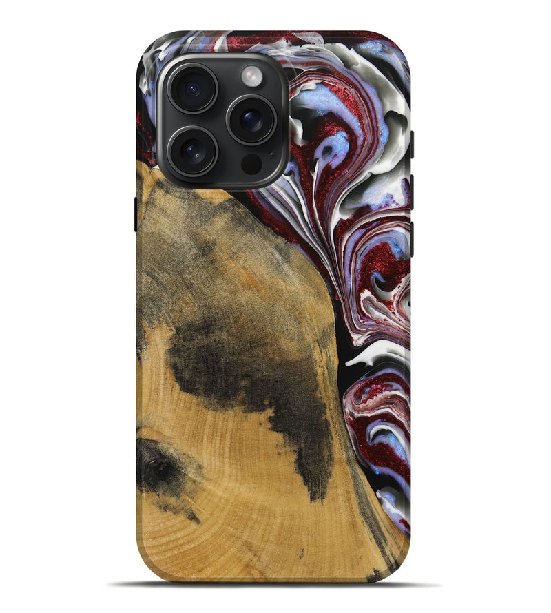 iPhone 16 Pro Max Wood Live Edge Phone Case - Kessley (Red, 731796)