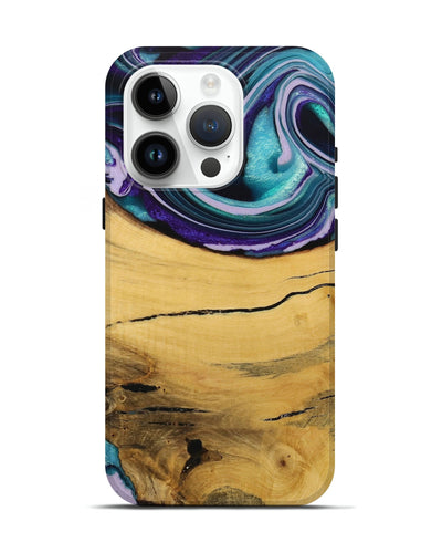 iPhone 15 Pro Wood Live Edge Phone Case - Herre (Purple, 731797)