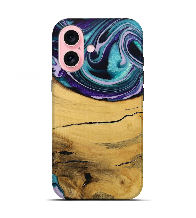 iPhone 16 Wood Live Edge Phone Case - Herre (Purple, 731797)