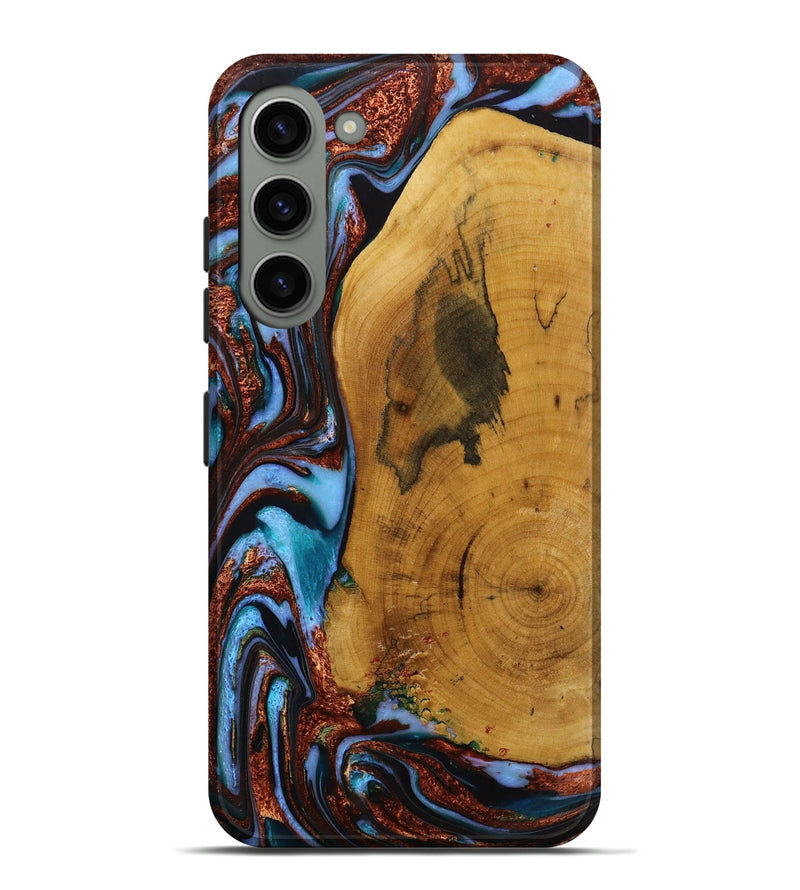 Galaxy S23 Plus Wood Live Edge Phone Case - Mustafa (Teal & Gold, 731798)