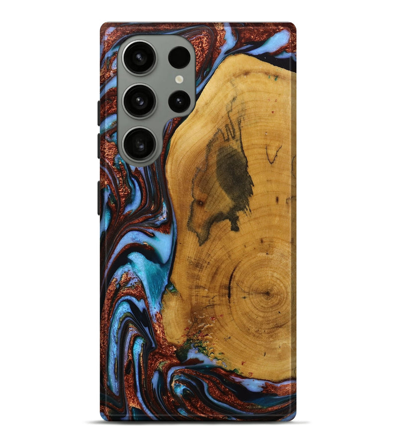 Galaxy S23 Ultra Wood Live Edge Phone Case - Mustafa (Teal & Gold, 731798)