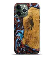 iPhone 13 Pro Max Wood Live Edge Phone Case - Mustafa (Teal & Gold, 731798)