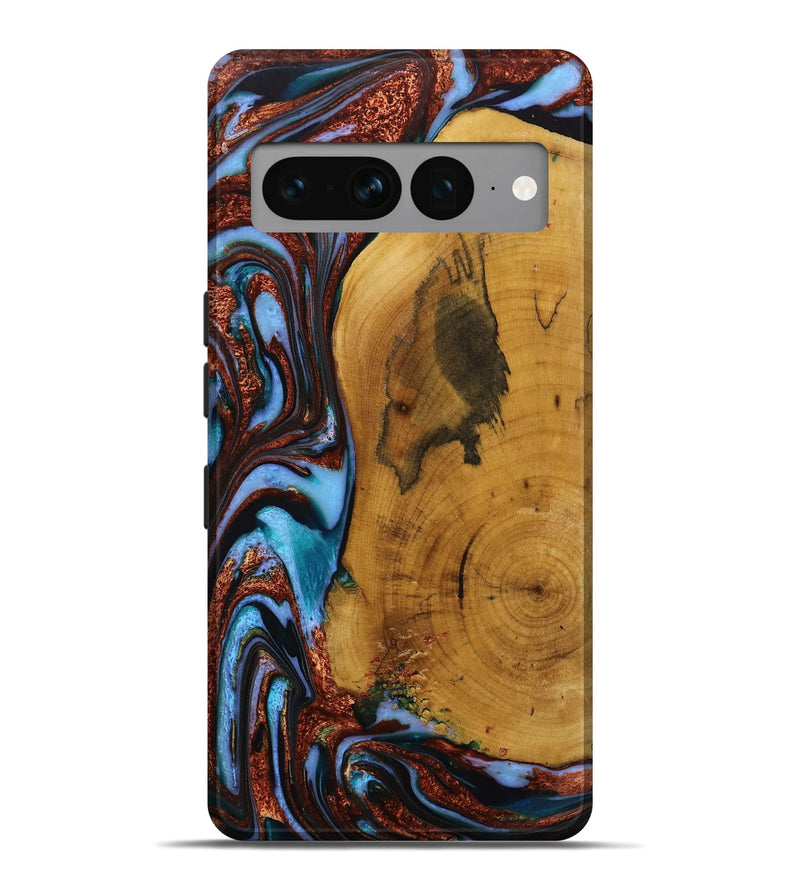 Pixel 7 Pro Wood Live Edge Phone Case - Mustafa (Teal & Gold, 731798)