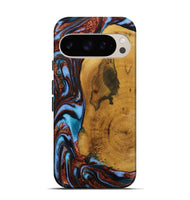 Pixel 9 Pro Wood Live Edge Phone Case - Mustafa (Teal & Gold, 731798)